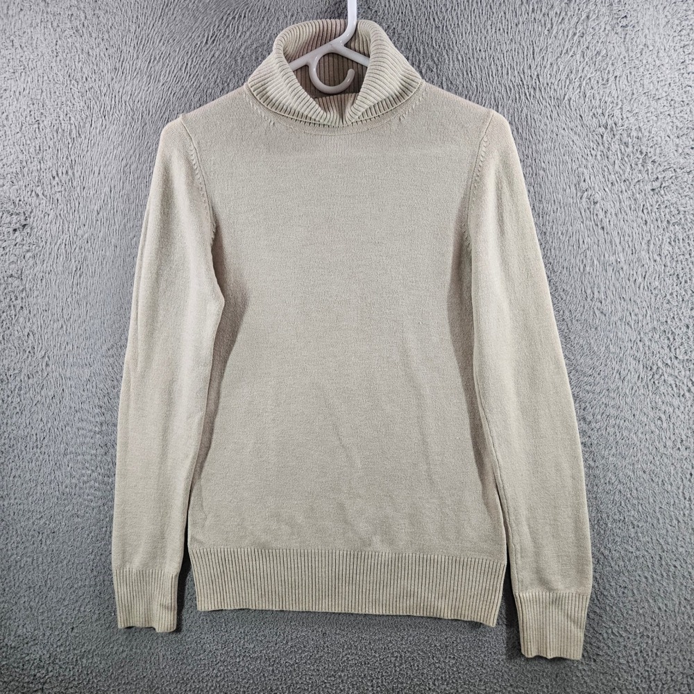 French Connection Womens Beige Oatmeal Turtleneck Knit Sweater Large